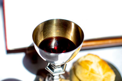 Close-up of beer in glass on table