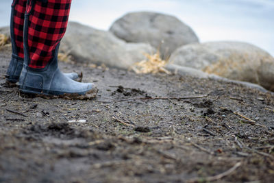 Low section of man standing on ground