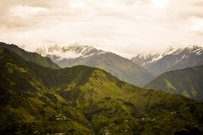 Scenic view of mountains against sky