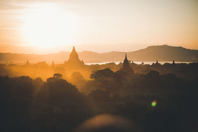 View of temple against sky during sunset