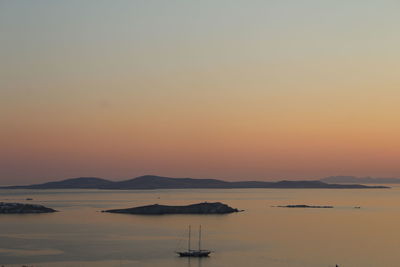 Scenic view of sea against orange sky