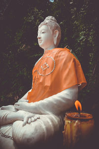 Statue of buddha against plants