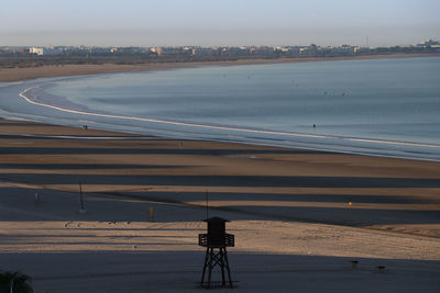 Scenic view of sea against sky in city