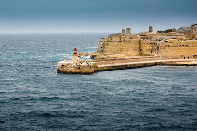 Scenic view of sea against cloudy sky