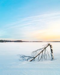 Scenic view of frozen lake against sky during winter