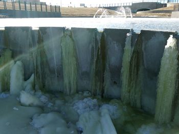 Close-up of frozen water