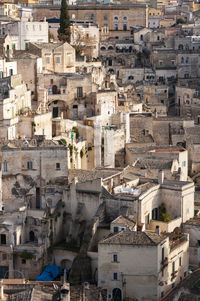 High angle view of buildings in city