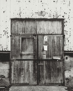 Closed door of old building