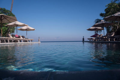 View of swimming pool in sea