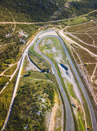 Aerial view of roads in city