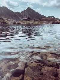 Scenic view of lake against sky