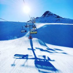 Scenic view of snow covered mountains