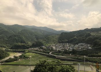 High angle view of landscape against sky