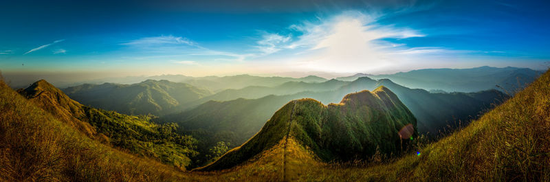 Panoramic view of mountains against sky
