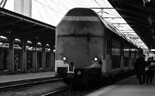 Train on railroad station platform