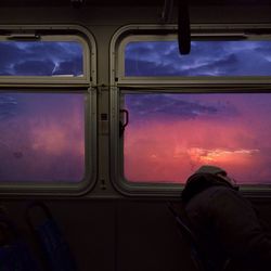Sunset seen through train window