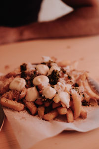 Close-up of dessert in plate on table