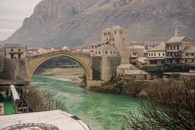 Arch bridge over river