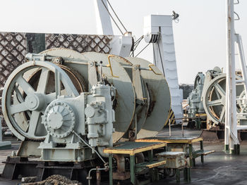 Machinery against clear sky in factory