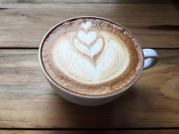 Close-up of cappuccino on table