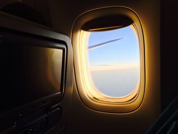 View of through airplane window