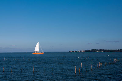 Boat sailing in sea