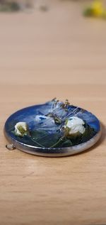 High angle view of bread in plate on table