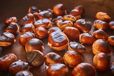 High angle view of eggs on table