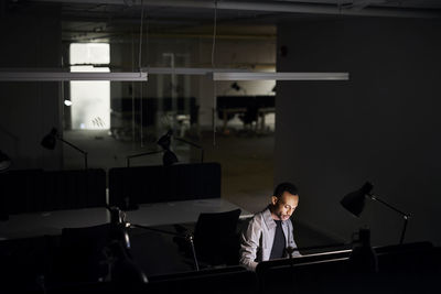 Man working late in office