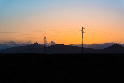 Silhouette mountains against sky during sunset