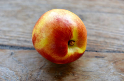 High angle view of apple on table