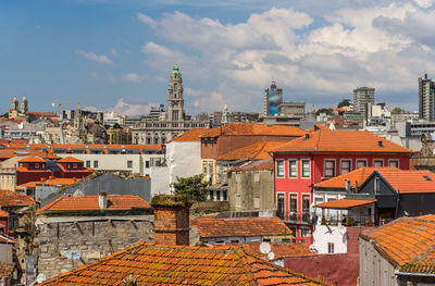 High angle view of townscape against sky