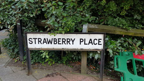 Information sign against plants