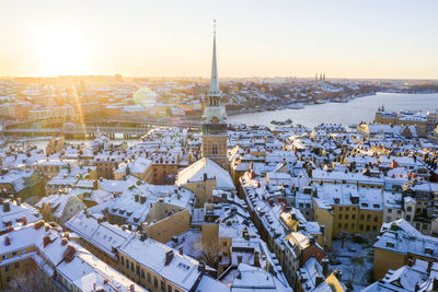 City buildings at winter