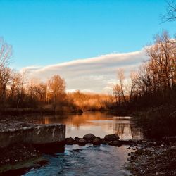 Scenic view of lake against sky