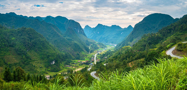 Scenic view of mountains against sky