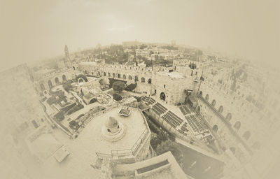 High angle view of buildings in city