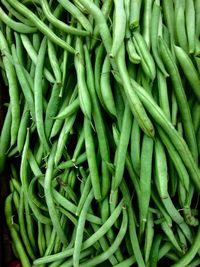 Full frame shot of green beans for sale at market stall