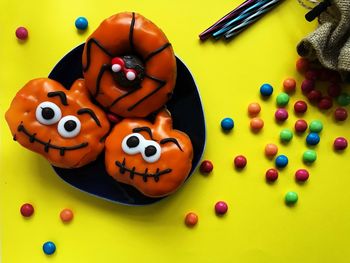 High angle view of toys on table