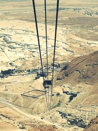 High angle view of ski lift against sky