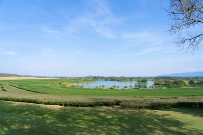 Scenic view of land against sky