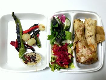 Directly above shot of vegetables in bowl on table