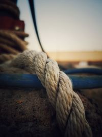 Close-up of rope tied to boat
