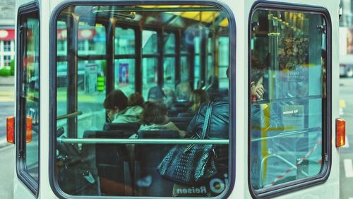 Train seen through window