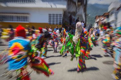 Blurred motion of people dancing