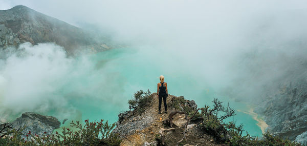 Scenic view of volcanic mountain