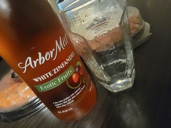 Close-up of wine glass on table