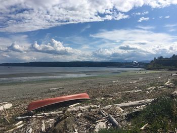 Scenic view of beach against sky