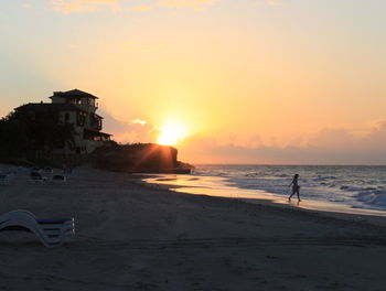 Scenic view of sea at sunset