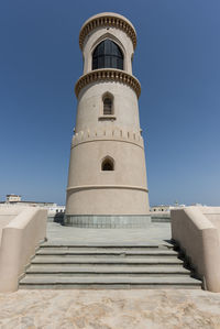 Al ayjah lighthouse  guide the boats to safe harbour to the lagoon, sur, oman, low angle view